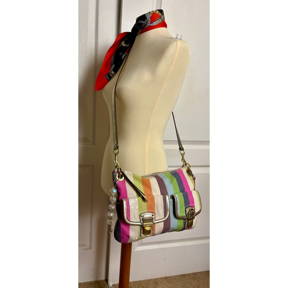 Coach Y2K Legacy Striped Sequined Hippie Hobo with Ch… - Gem